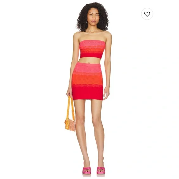 NWOT Camila Coelho Red and Orange Mini Skirt - Picture 4 of 4